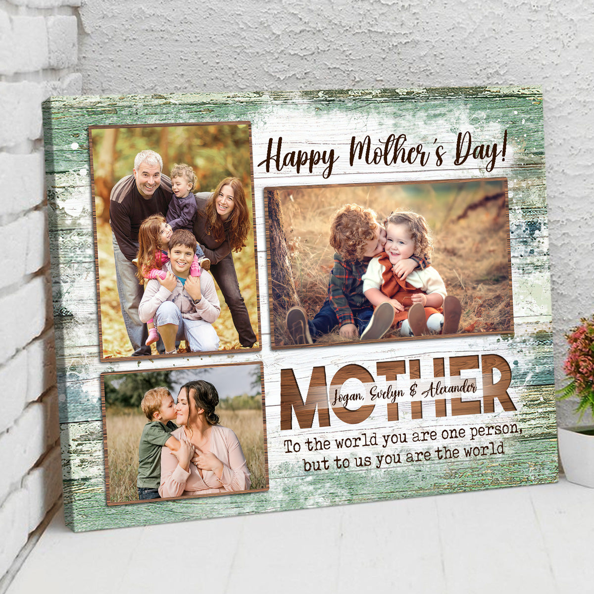 Happy Mother's Day Custom 3 Photos - Personalized Canvas - Gift For Mom, Mother's Day Gift