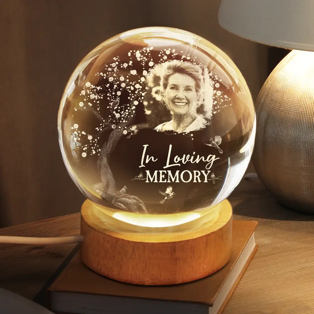 When You Miss Me - Personalized Crystal Ball LED Night Light - Memorial Gift For Family