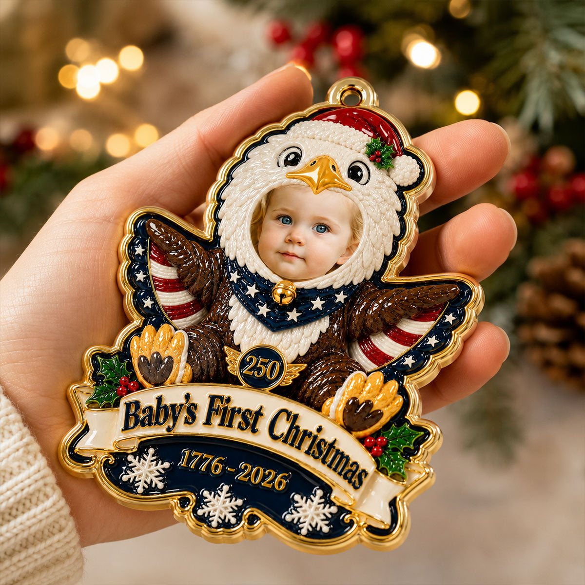 250th Baby Ornament 250th Anniversary - Real 3D Raised Ornament