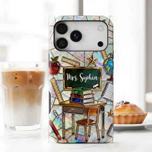 Classroom Inspired Teacher Book and Apple Design - Personalized Clear Phone CaseGift For Teachers and Educators