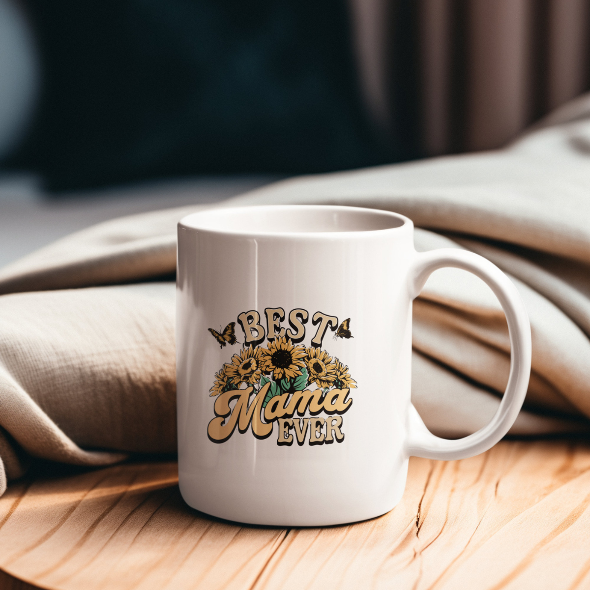 Best Mama Ever Sunflower - Personalized Mug - Gift For Mom, Mother's Day