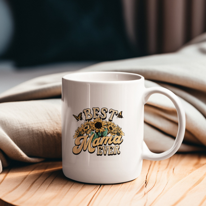 Best Mama Ever Sunflower - Personalized Mug - Gift For Mom, Mother's Day