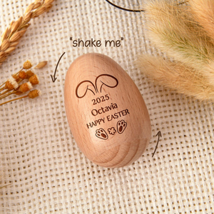 Personalized Wooden Easter Egg, Musical Wooden Easter Egg Shakers, Custom Easter Gift, Baby First Easter