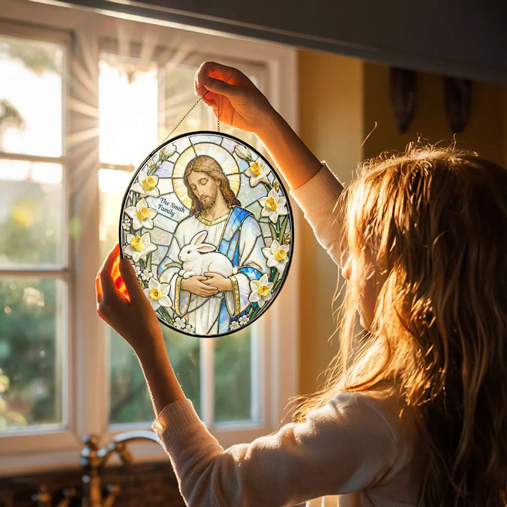 Religious Easter Jesus - Personalized Acrylic Suncatcher - Easter Gift For Family