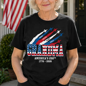 Proud Mom Grandma Nation Flag American 250th Anniversary - Personalized Shirt - Gift For Mom, Grandma