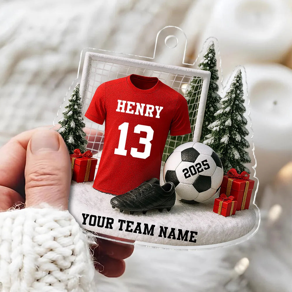 3D Effect Soccer Player Soccer Team Uniform - Personalized Acrylic Ornament - Gift For Soccer Lovers, Soccer Team