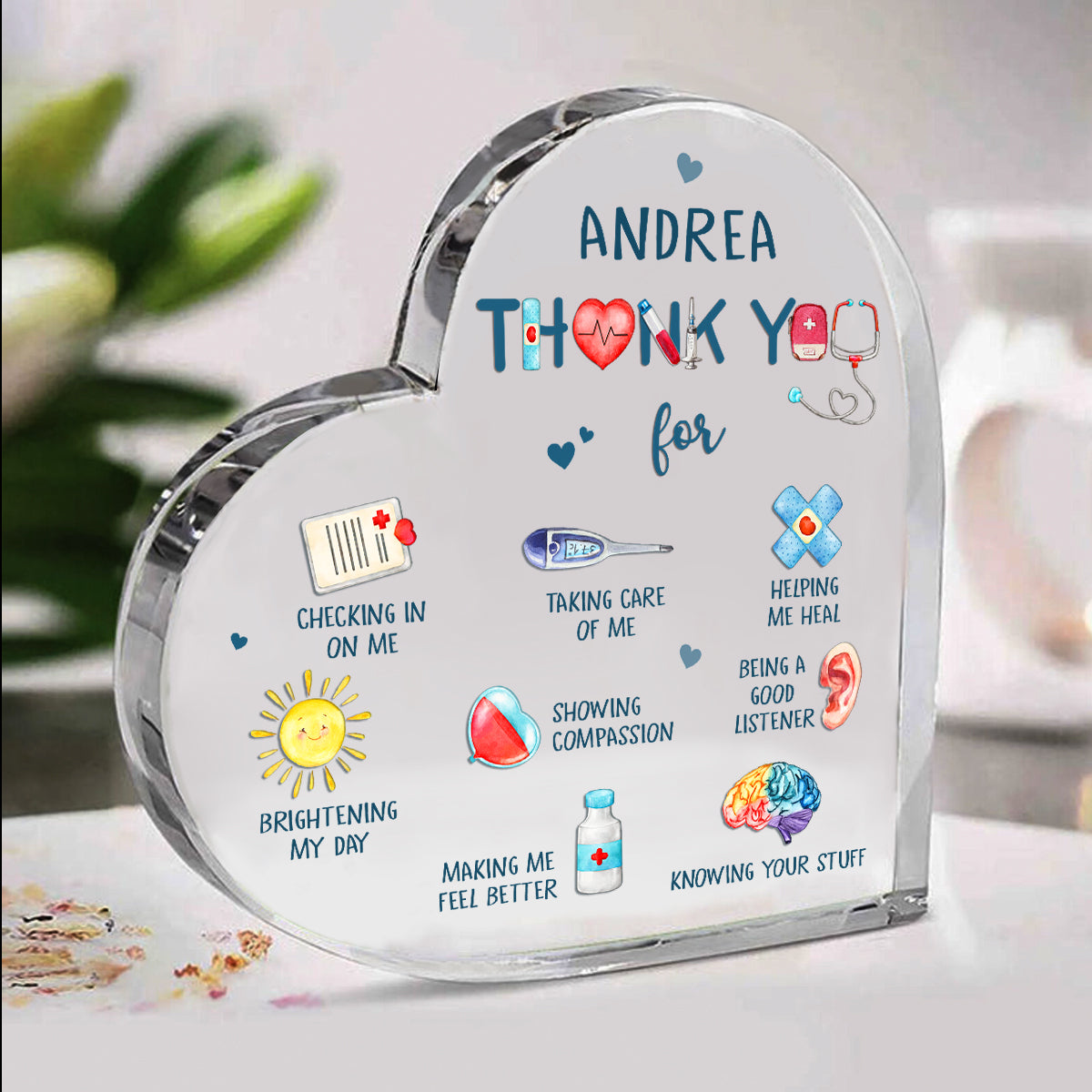 Custom Nurse Thank You Heart Acrylic Plaque, Nurse Appreciation Gift, Nurse Gifts For Women, Rn Gifts, Acrylic Plaque Sign For Nurse