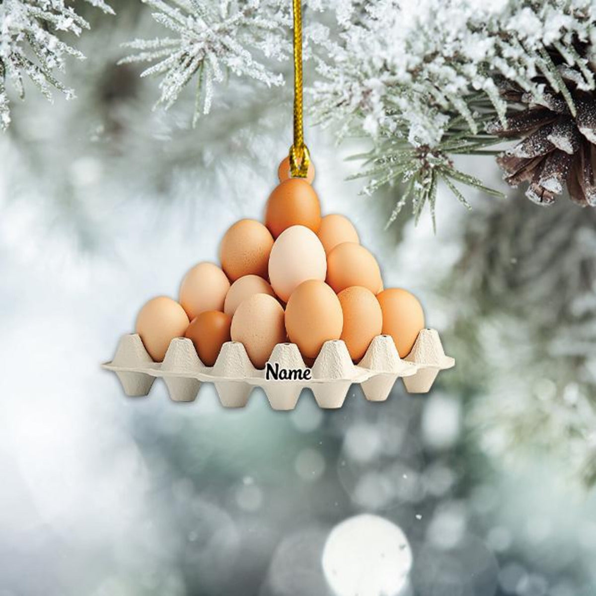 Personalized Egg Tray Christmas Ornament, Eggs Christmas Ornament, Cooking Ornament, Kitchen Ornament Decor, Chef Ornament Gift