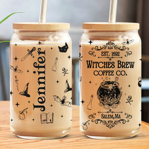 Witches Brew Coffee, Personalized Custom Witch Glass Cup, Iced Coffee Cup, Halloween Gift For Witches, Yourself