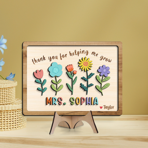 Thank You for Helping Me Grow, Teacher Appreciation Gifts, Teacher Desk Decor, Teacher Wooden Sign, Preschool Teacher Gift, Custom Teacher Sign