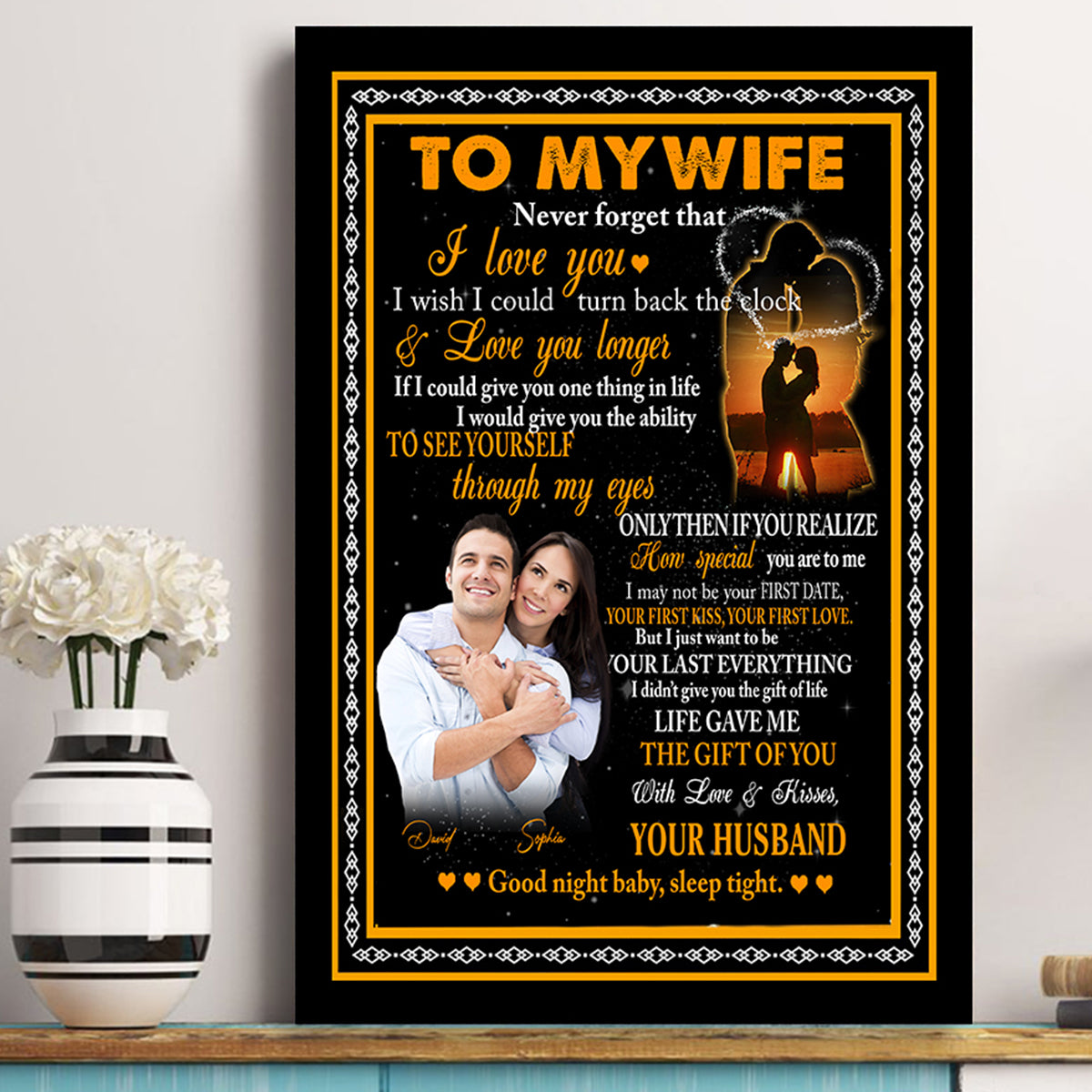 To My Wife Never Forget That I Love You - Personalized Canvas - Gift For Wife