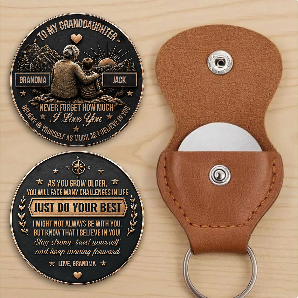 Just Do Your Best Pocket Hug - Personalized Gifts for Grandson/Granddaughter