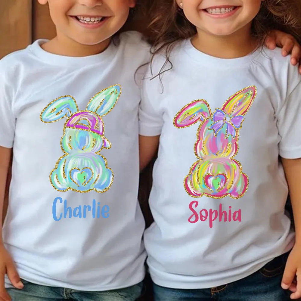 Colorful Easter Bunny - Personalized Baby Onesie - Easter Gift For Baby