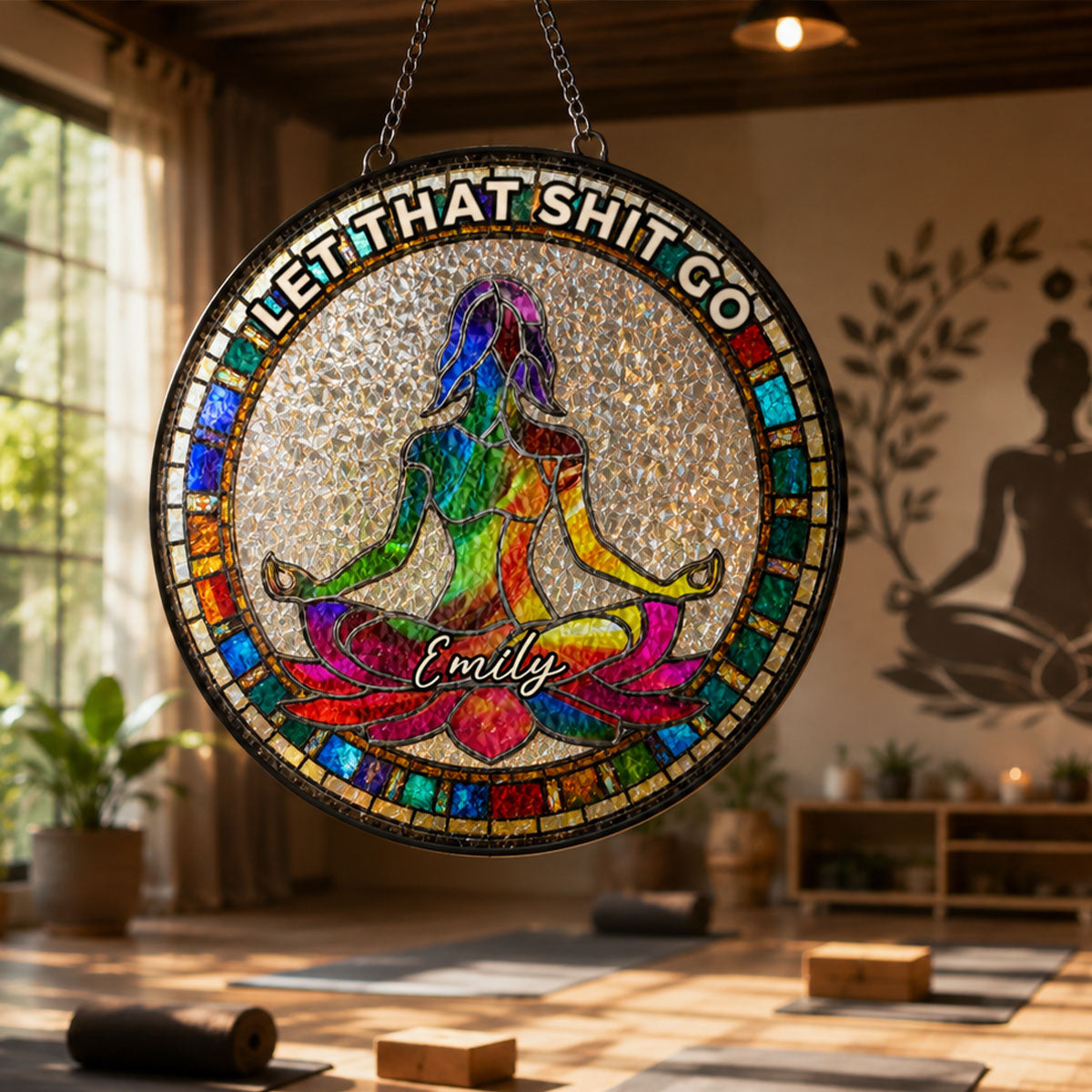 Let That Shit Go Suncatcher - Personalized Yoga Gifts for Her