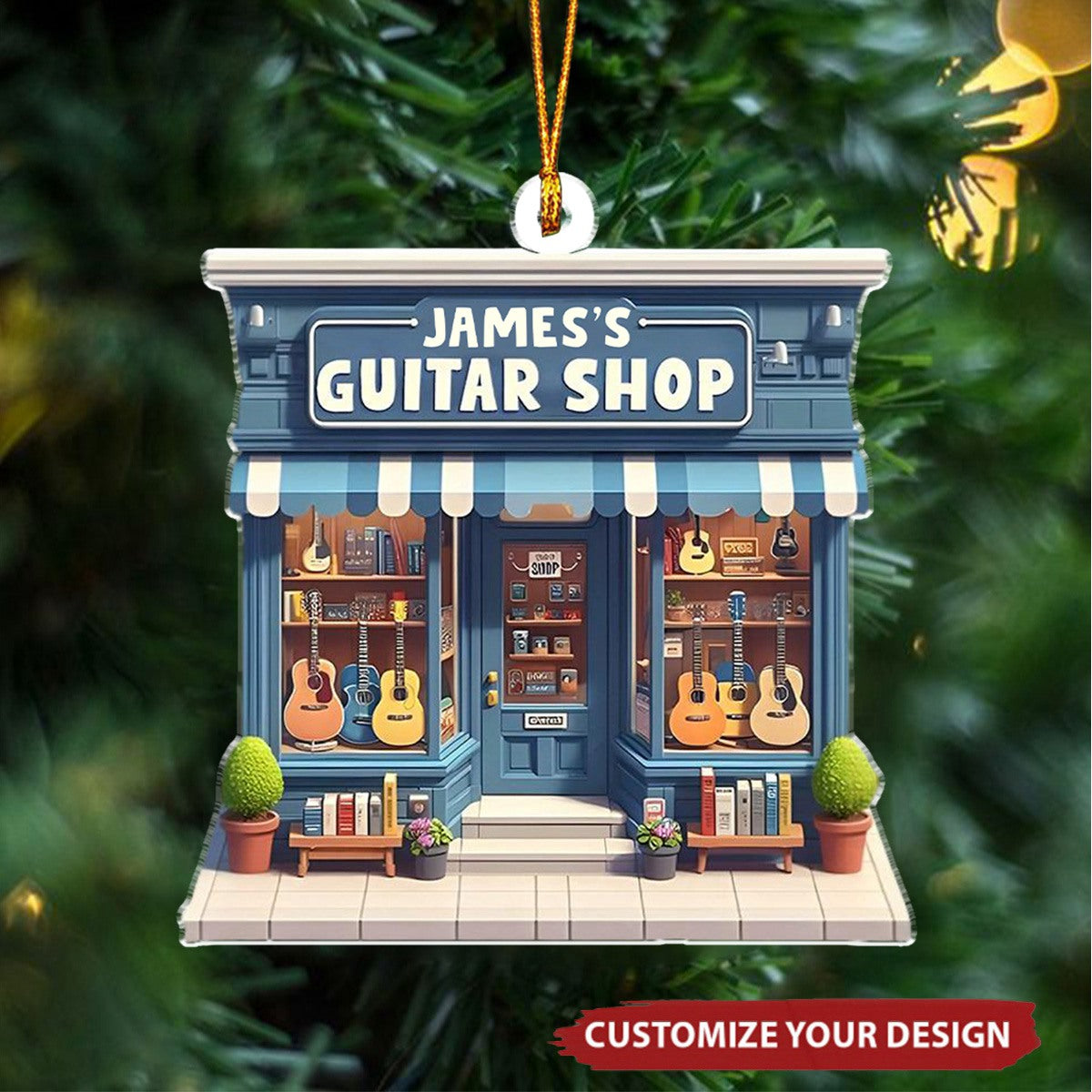 Guitar Shop - Personalized Acrylic Christmas Ornament - Gift For Guitar Shop Owner