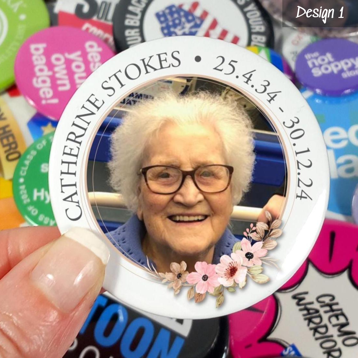 Memorial Funeral Remembrance Button Pin Badge, Loving Memorial Gift