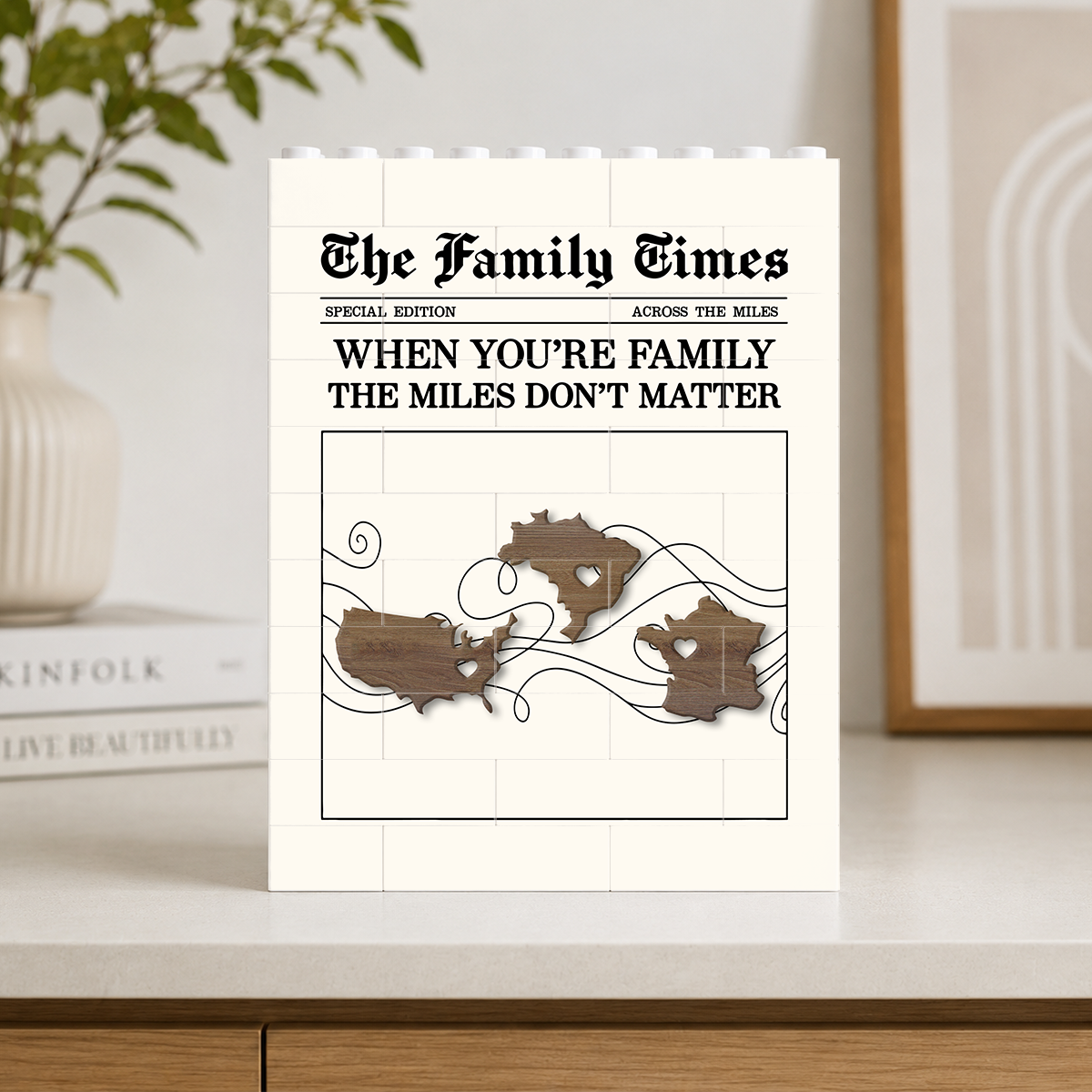 The Family Times Long Distance - Personalized Brick Block