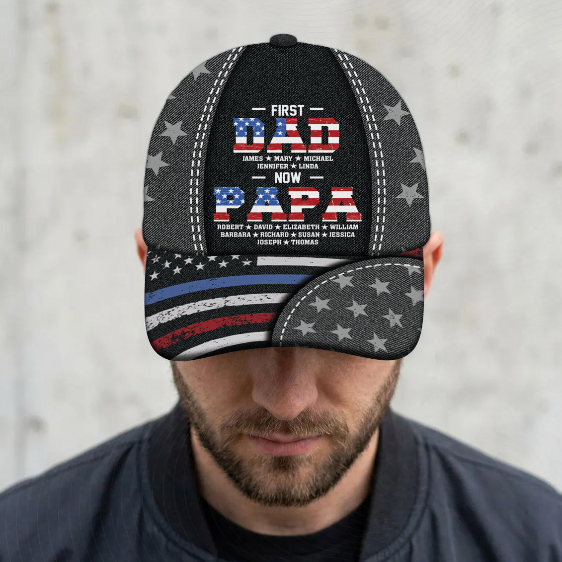 First Dad Now Papa - Personalized Custom Classic Cap 2_ad98e9c8-139b-408b-a810-0e4eed1482c4.jpg