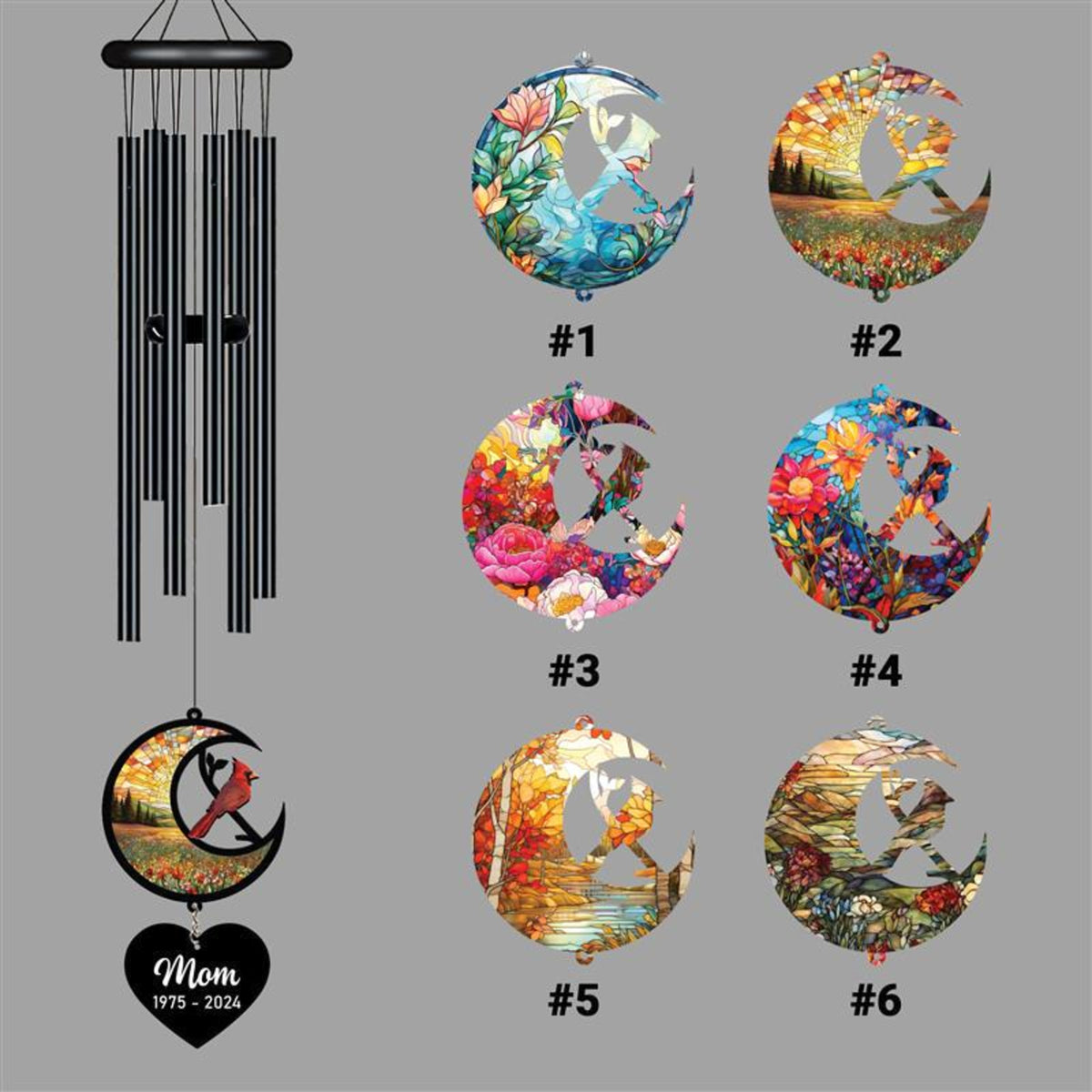 Personalized Memorial Wind Chime, Red Bird Wind Chime, Cardinal Bird Suncatcher Wind Chime, In Loving Memory, Family Gift, Love Family