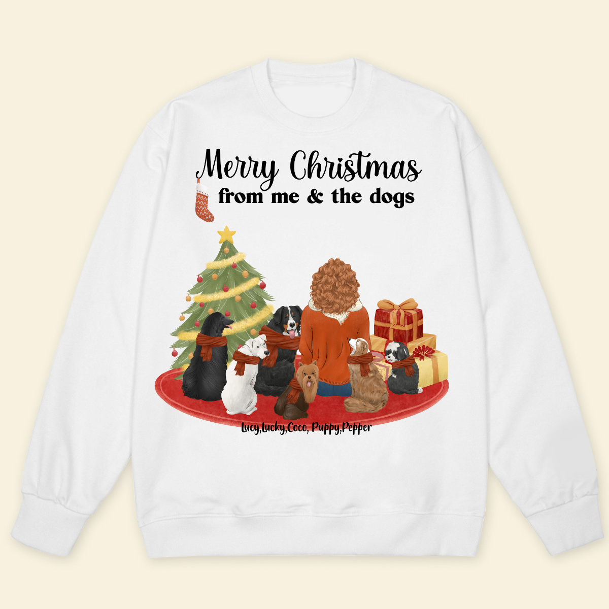 Merry christmas from me & the dogs Personalized Sweatshirt Christmas Gift For Dog Lovers Gift For Dog Mom Dog Dad Winter Season Gift