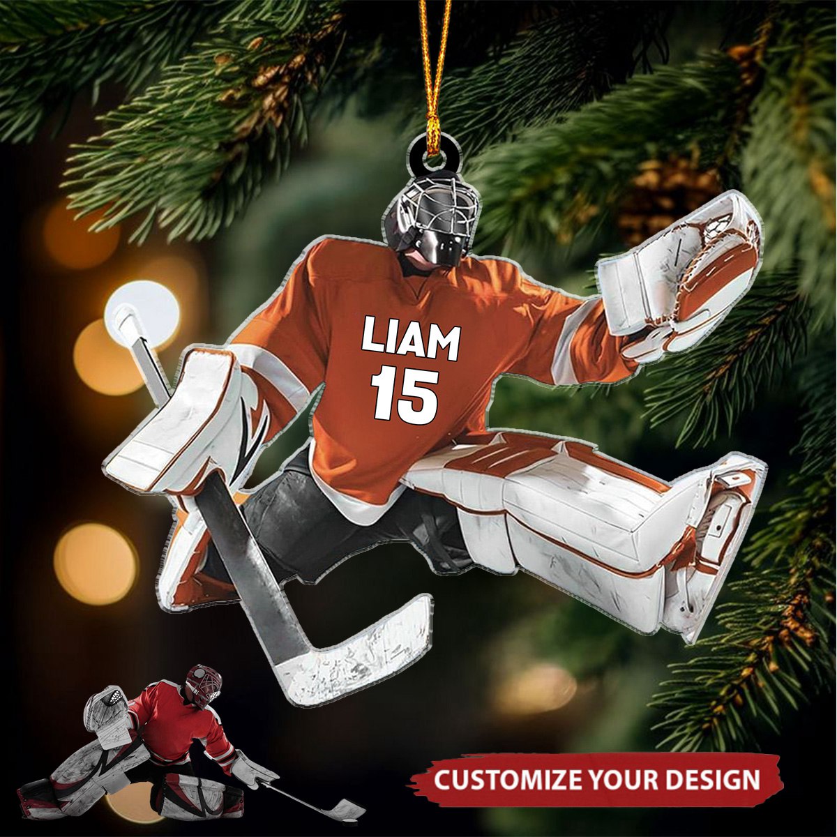 Hockey Player - Personalized Acrylic Christmas Ornament, Gift for Hockey Fans and Players