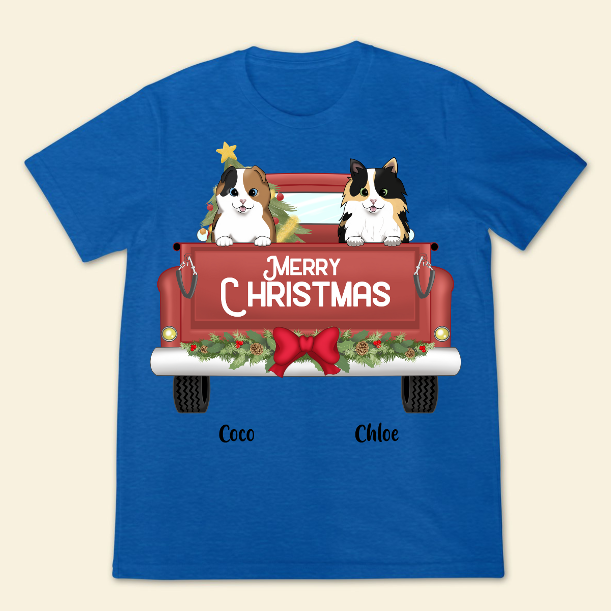 Merry Christmas Custom Dog Breed Christmas Truck Personalized T Shirt Winter Season Gift For Best Friends , Christmas Gift For Dog Lovers