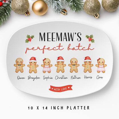 Personalized Christmas Platter for Grandma, Custom Grandma's Perfect Batch Gingerbread with Grandchildren's Names, Holiday Gift Nana Mimi