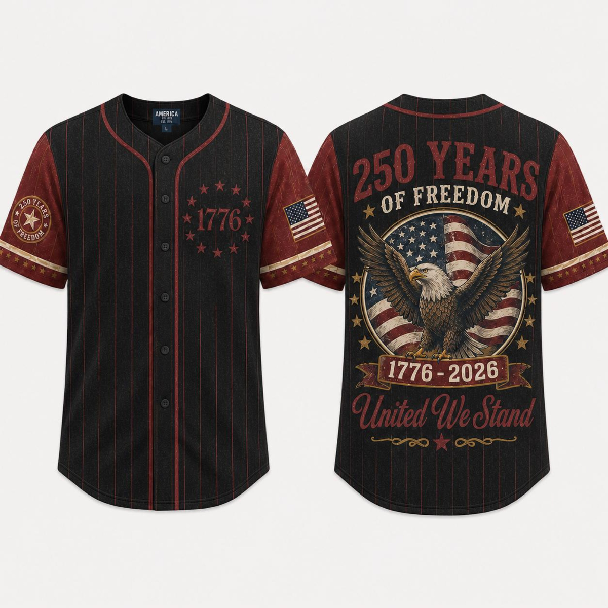 USA 250th Anniversary Baseball Jersey, 1776 2026 Patriotic American Flag Button Shirt, Proud To Be American Freedom Jersey, 4th Of July Gift