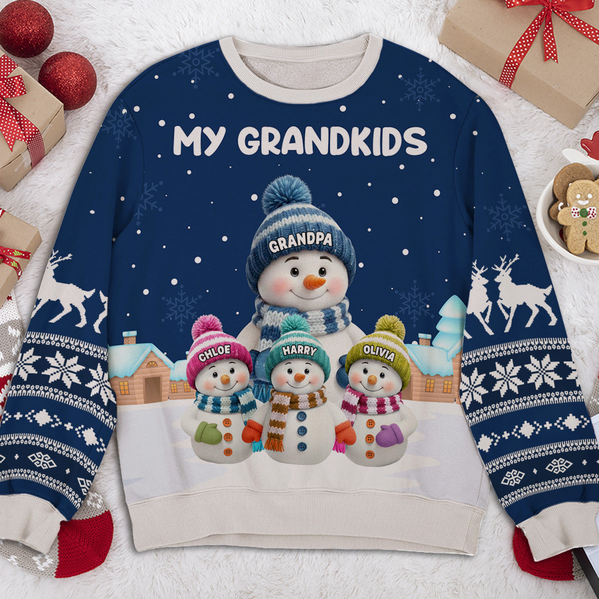 Grandkids Knitting - Personalized Ugly Sweater - Christmas Gift For Mom, Grandma