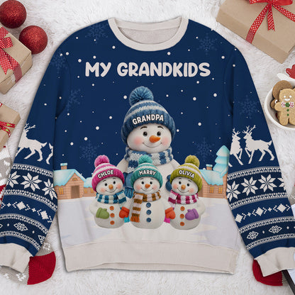 Grandkids Knitting - Personalized Ugly Sweater - Christmas Gift For Mom, Grandma