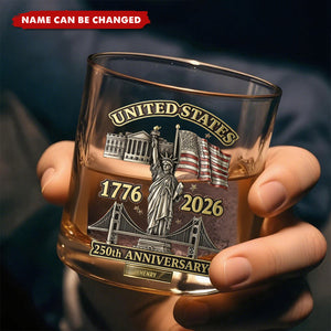 250th Anniversary United State - Personalized Whiskey Glass - Patriotic Gift, 4th Of July Gift