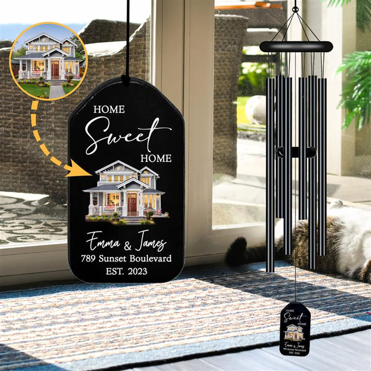 Personalized Home Sweet Home Wind Chime, Housewarming Wind Chime, Housewarming Gifts, New Home Gifts, Custom House Photo, Unique Gift