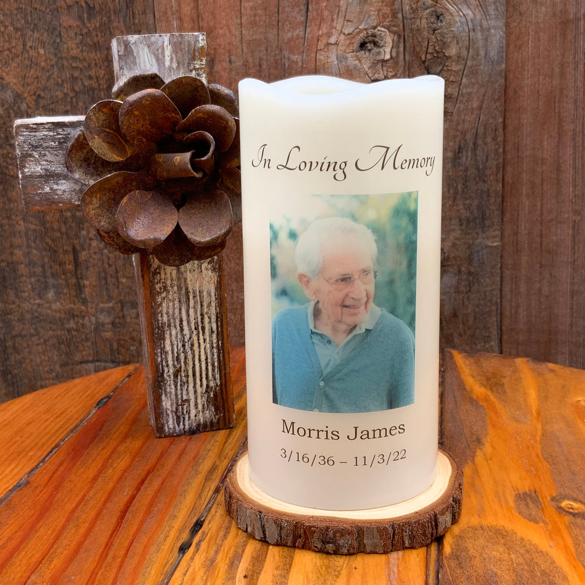 In Loving Memory Custom Photo - Custom LED Flameless Candle - Sympathy Gift for Loss of Loved One Gift