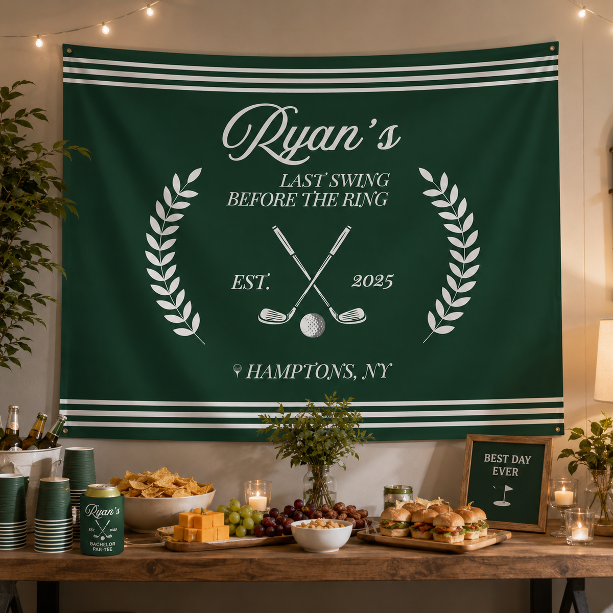 Golf Bachelor Party Banner Custom Green Golf Theme Sign Par Tee Decor Personalized Tapestry Last Swing Before the Ring Groomsmen Weekend