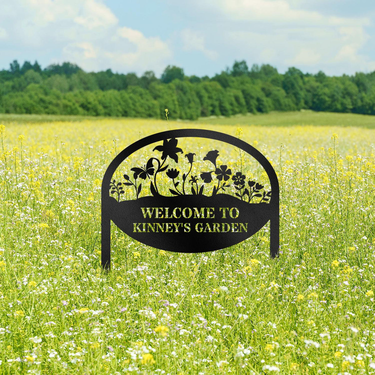 Custom Metal Garden Decor, Metal Flower Art Garden Sign, Flower Design, Personalized Garden Sign, Custom Garden Name Sign, Home Gift