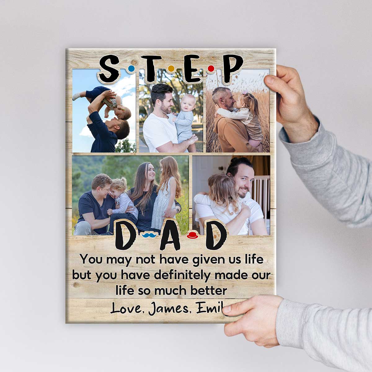 Stepdad Fathers Day Gift, Custom Step Dad Collage, Personalized Photo Gift For Step Dad, Birthday Gift For Stepped Up Dad