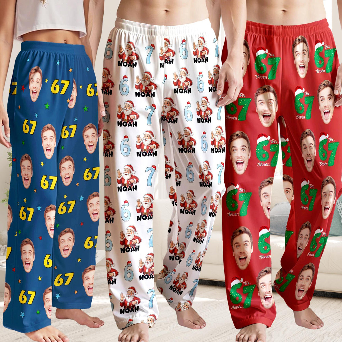 Personalized 67 Meme Pajamas, Custom Face Christmas Pajama Pants