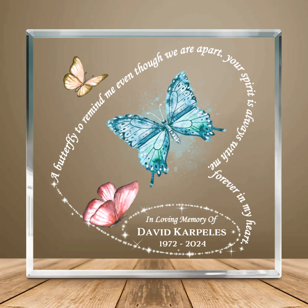 Sympathy Gift For Loss Of Mom, Butterflies Memorial Gift for Loss of Loved One, Memorial Butterfly Acrylic Block