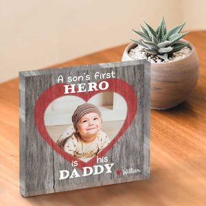 A Son's First Hero Photo Acrylic Block, First Fathers Day Gift From Baby Boy Baby Girl, Father's Day, Birthday Gift