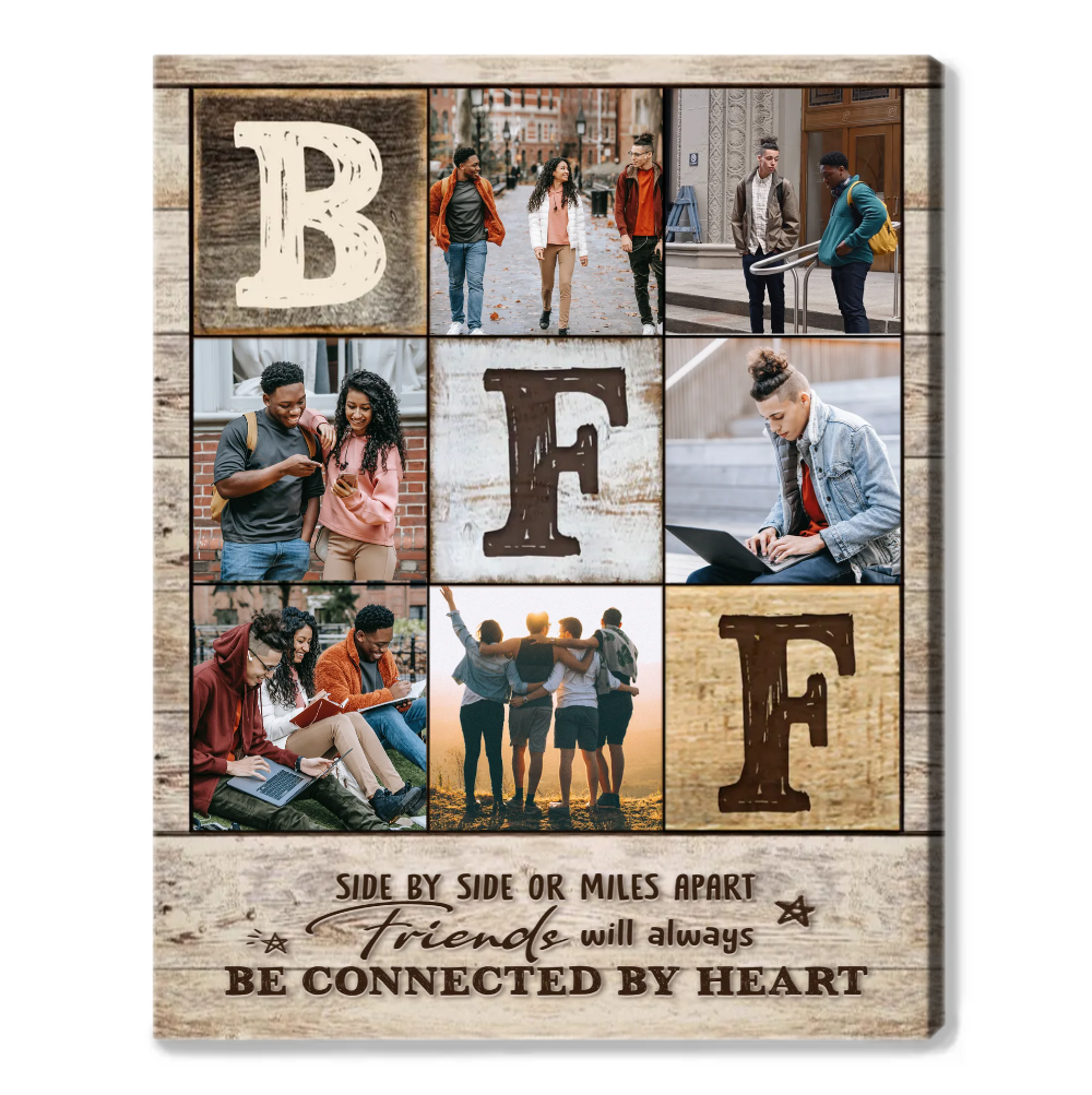 Best Friend Photo Collage Canvas, Unique Best Friend Gifts, Personalized Birthday Gifts for Best Friend