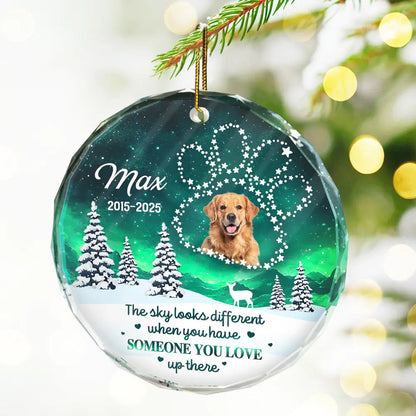 Custom Photo Someone You Love Up There - Personalized Crystal Ornament - Memorial Christmas Gift