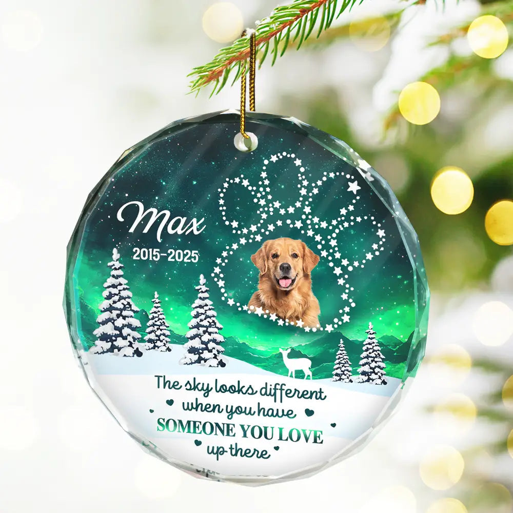 Custom Photo Someone You Love Up There - Personalized Crystal Ornament - Memorial Christmas Gift