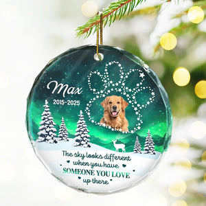 Custom Photo Someone You Love Up There - Personalized Crystal Ornament - Memorial Christmas Gift