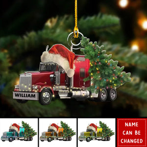 Trucker Christmas Tree - Personalized Acrylic Ornament - Christmas Gift For Trucker