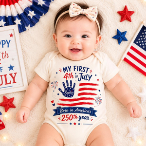 Personalized My First 4th of July Baby Bodysuit, Born in 2026 America s 250th Year Bodysuit, Patriotic Baby Onesie, Baby Gift