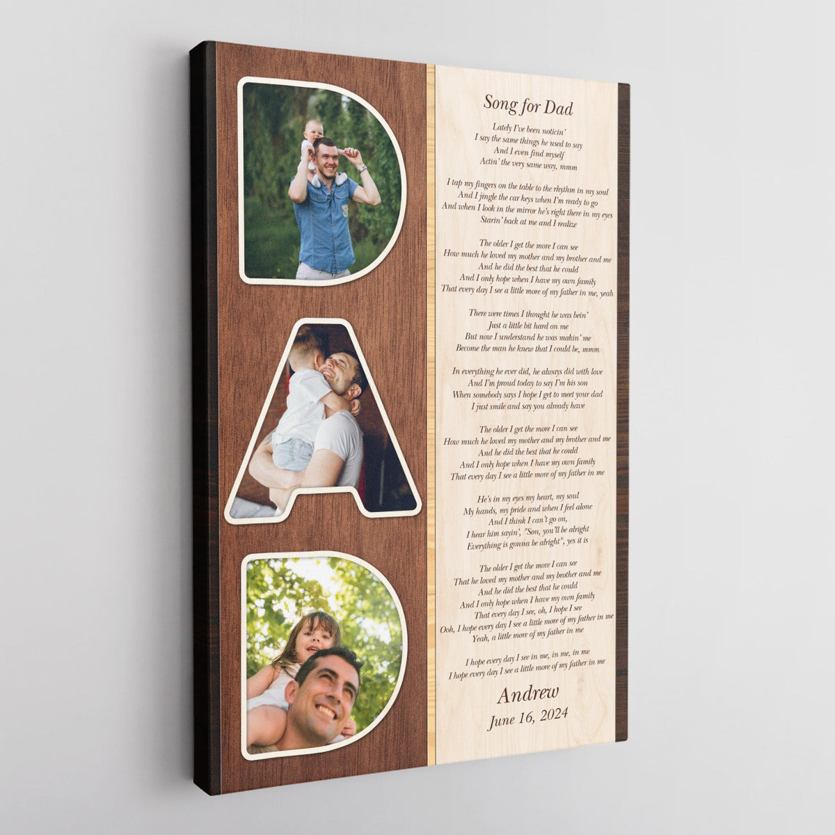 Dad Letter Custom Photo - Personalized Canvas - Gift For Father, Birthday, Father's Day Gift