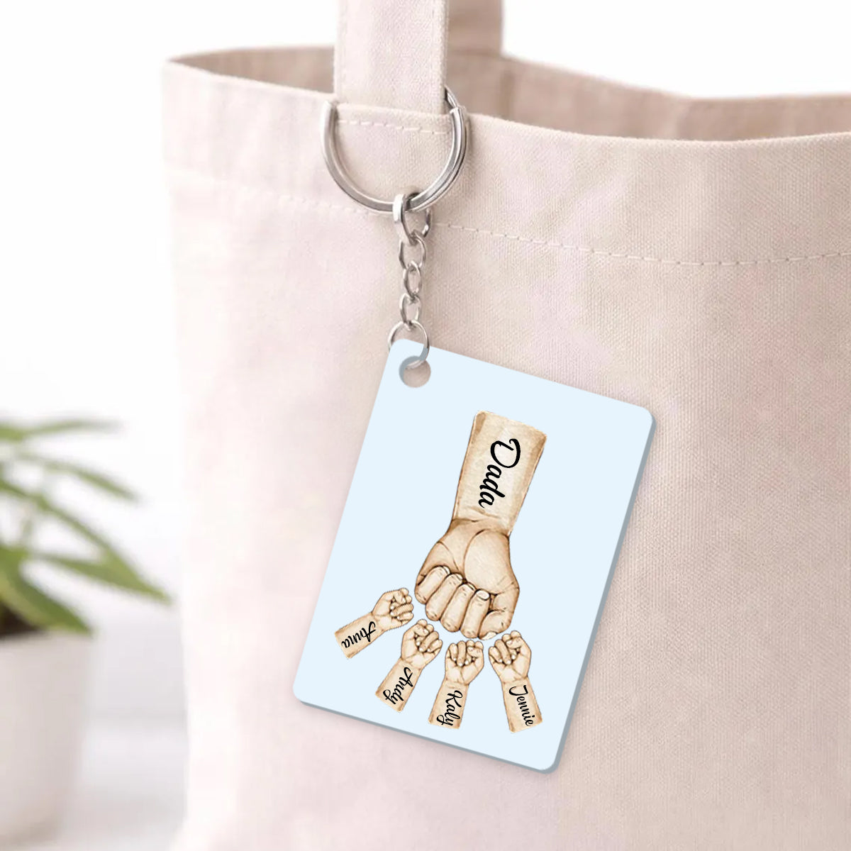 Daddy's Team Fist Bump Personalized Acrylic Keychain