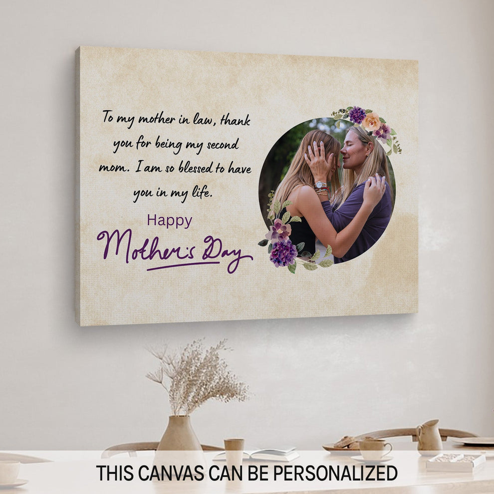 Thank You For Being My Second Mom - Personalized Canvas - Mother's Day Gift For Mother-in-law
