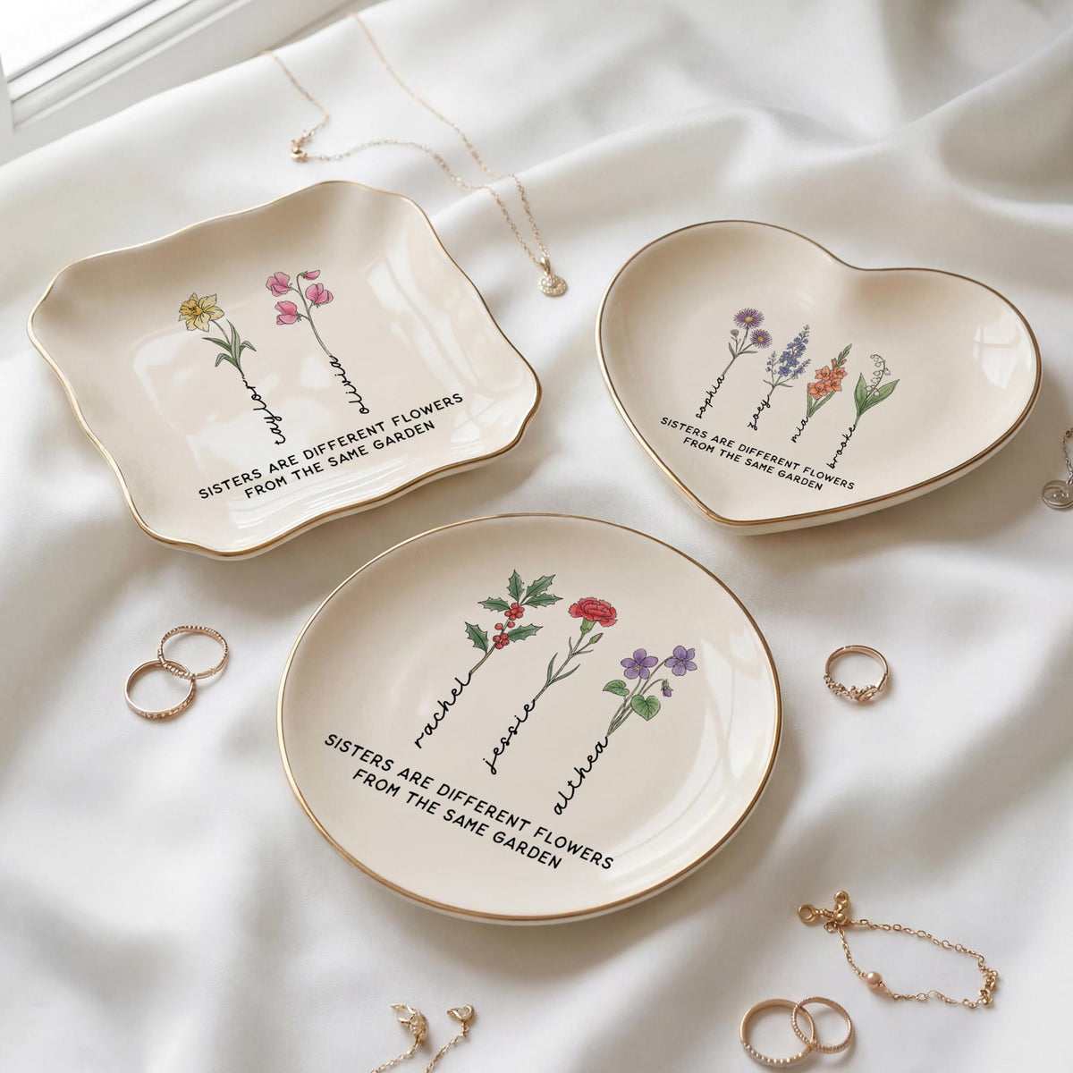 Sister Gift Jewelry Dish| Personalized Flower Ring Holder | Birthday Gift for Sister
