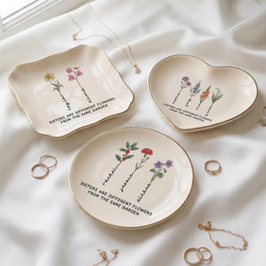 Sister Gift Jewelry Dish| Personalized Flower Ring Holder | Birthday Gift for Sister